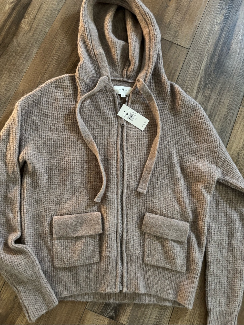 Lou & Grey Knit Zip Hoodie in Taupe
